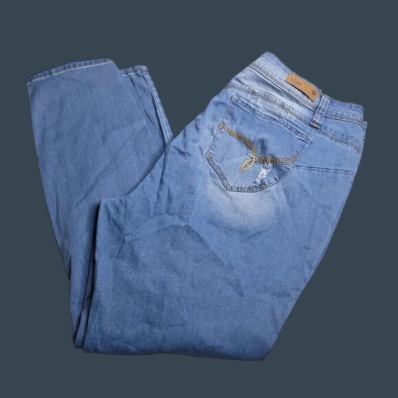 Ymi Wanna Betta Butt? Womens Skinny Jeans 20W Distressed Light Wash Mid Rise - Picture 1 of 8